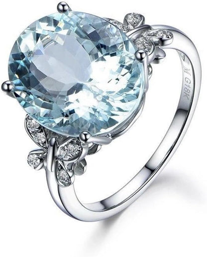 Stunning 4 CT Aquamarine Ring in Sterling Silver Vintage 925 Elegant Size 6-10 (8)