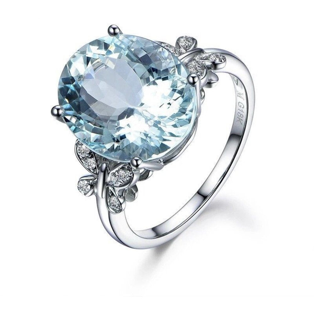Stunning 4 CT Aquamarine Ring in Sterling Silver Vintage 925 Elegant Size 6-10 (8)