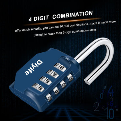 Combination Padlock, Diyife 4 Digit Locker Lock Weatherproof Lock Outdoor Combination Lock for School Gym Locker,Toolbox, Fence, Hasp, Cabinet(Black)