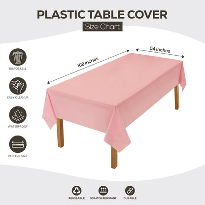 Utopia Kitchen Einweg-Tischdecke aus Kunststoff (12er Pack – 137x274 cm) Weiß Rechteckige Tischdecke Wasserdicht Schmutzabweisend Party-Tischdecke