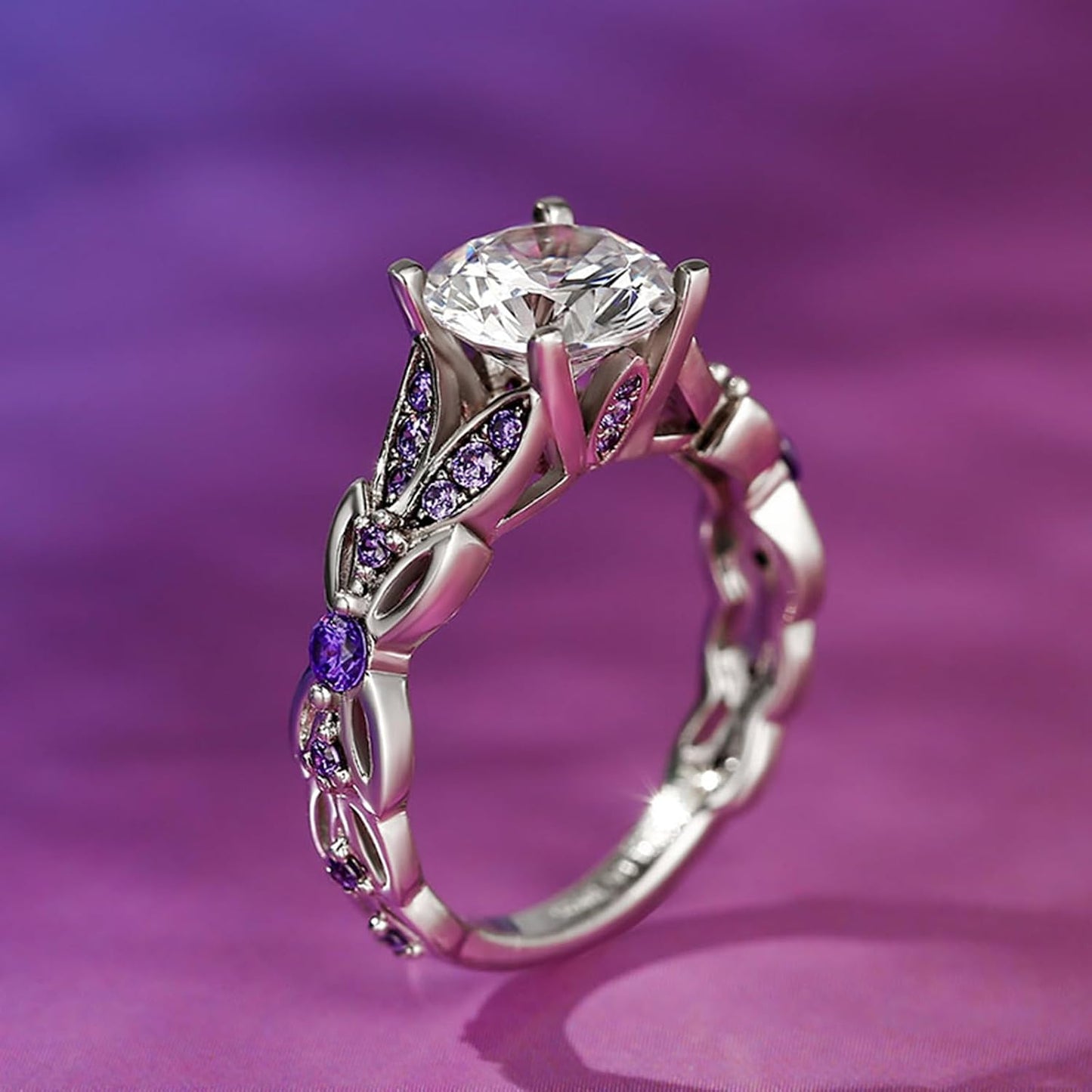 4.3 Carat Butterfly Ring 925 Sterling Silvers Crystal Ring Topaz Rings Bridal Rings Set for Women Wedding Engagement Promise With Jewelry Box