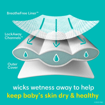 Pampers Swaddlers Windeln, Größe 0 (bis 4,5 kg), 84 Stück, Saugfähig, Hält Babys trocken und bequem, Hautverträgliche Einwegwindel