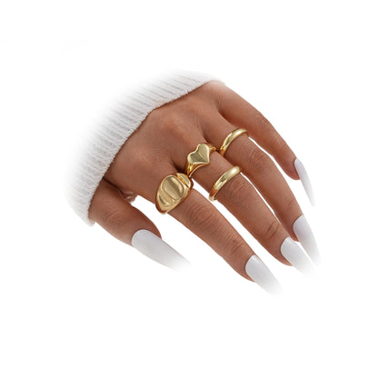 YEEZII Chunky Gold Rings for Women Non Tarnish, 18K Gold Plated Stackable Thumb Ring, Statement Women Rings Set