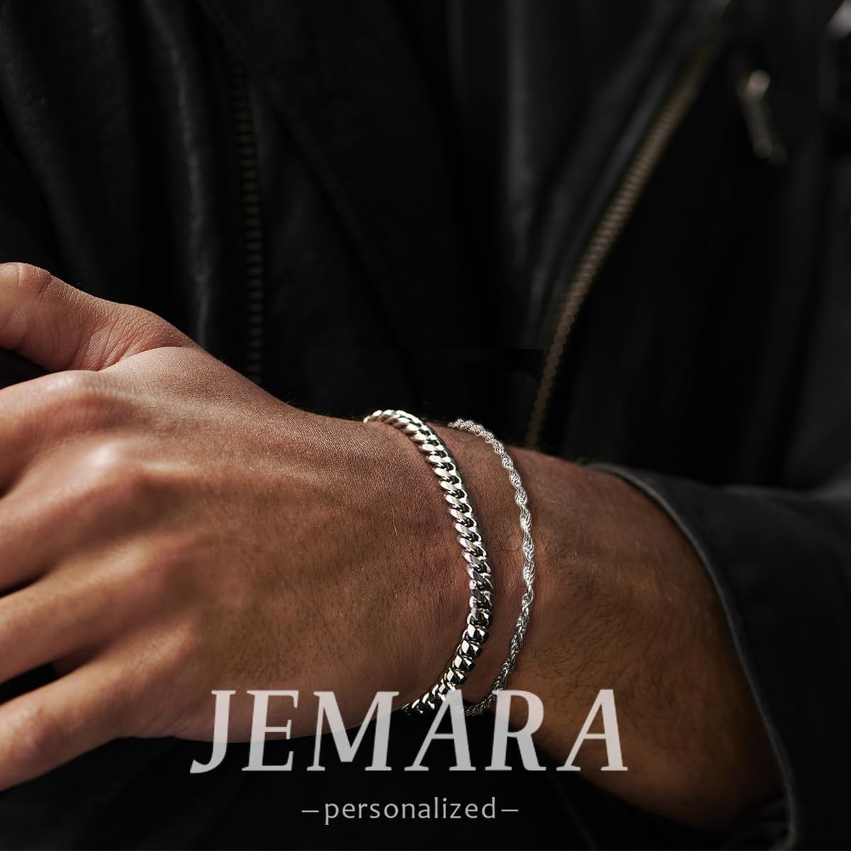 3 Stück Herren Silber Armbänder, robustes Curb Edelstahl Breite Schlangenkette Figaro Cuban Armband Set 7/7.8+1.2 Zoll verstellbares Stapel-Silberkettenarmband für Männer
