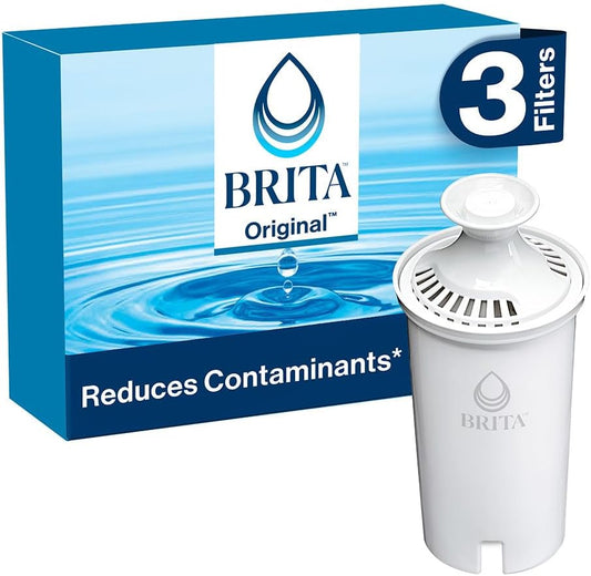 Brita Standard Replacement Filter, Reduces Contaminants while keeping healthy minerals, Certified by WQA to reduce Chlorine for improved taste, Made without BPA, Replace after 151 litres, 3 Count
