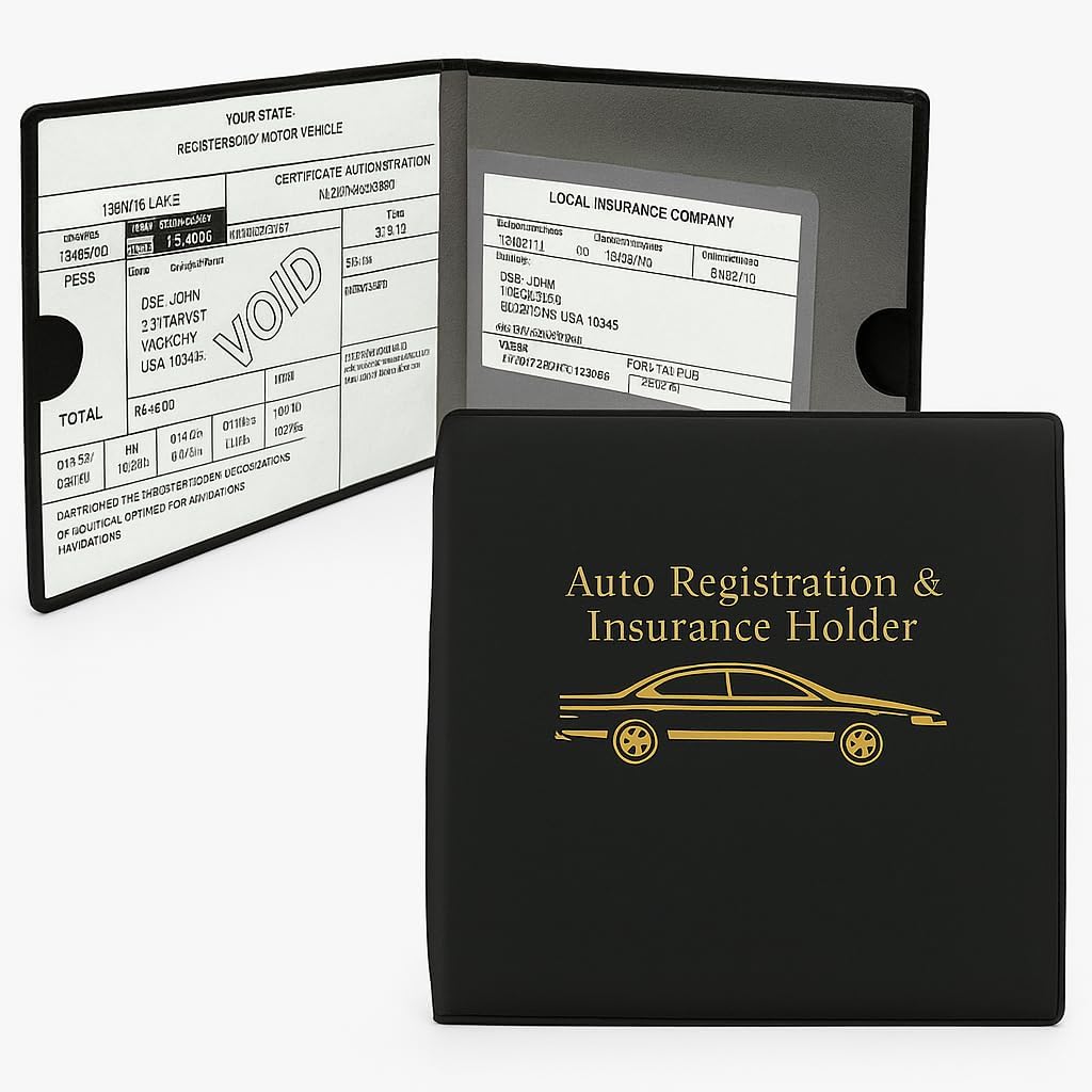 ESSENTIAL 2er-Set Vinyl-Fahrzeugzulassungskartenhalter, schwarz, stabiler Verschluss, in jedem Fahrzeug erforderlich