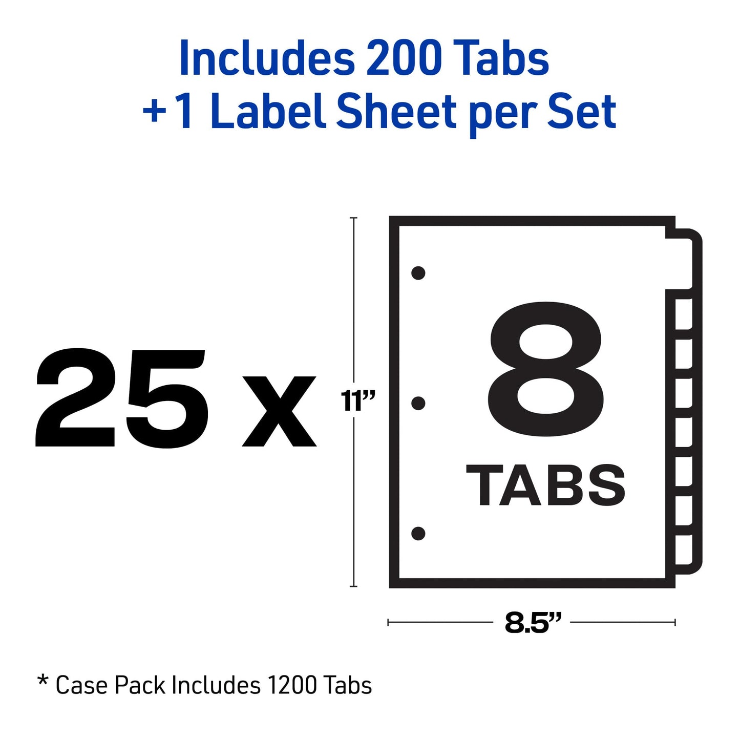 Avery 5 Tab Dividers for 3 Ring Binder, Easy Print & Apply Clear Label Strip, Index Maker Customizable White Tabs, 50 Sets (11556)