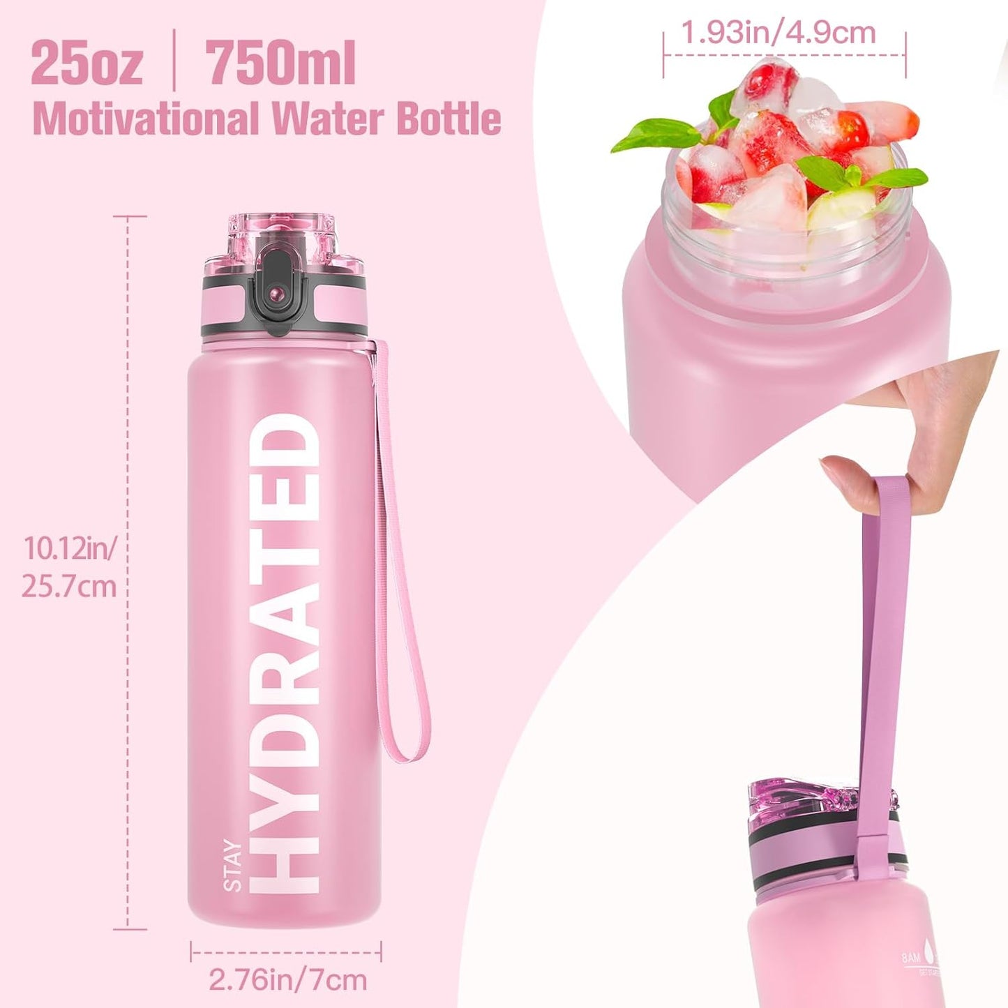 Sahara Sailor Trinkflasche, 950ml Motivations-Sportflasche mit Zeitmarkierung – Trinkzeiten – Tritan, BPA-frei, weite Öffnung auslaufsicher, Fast-Flow-Technologie mit Reinigungsbürste (1 Flasche)