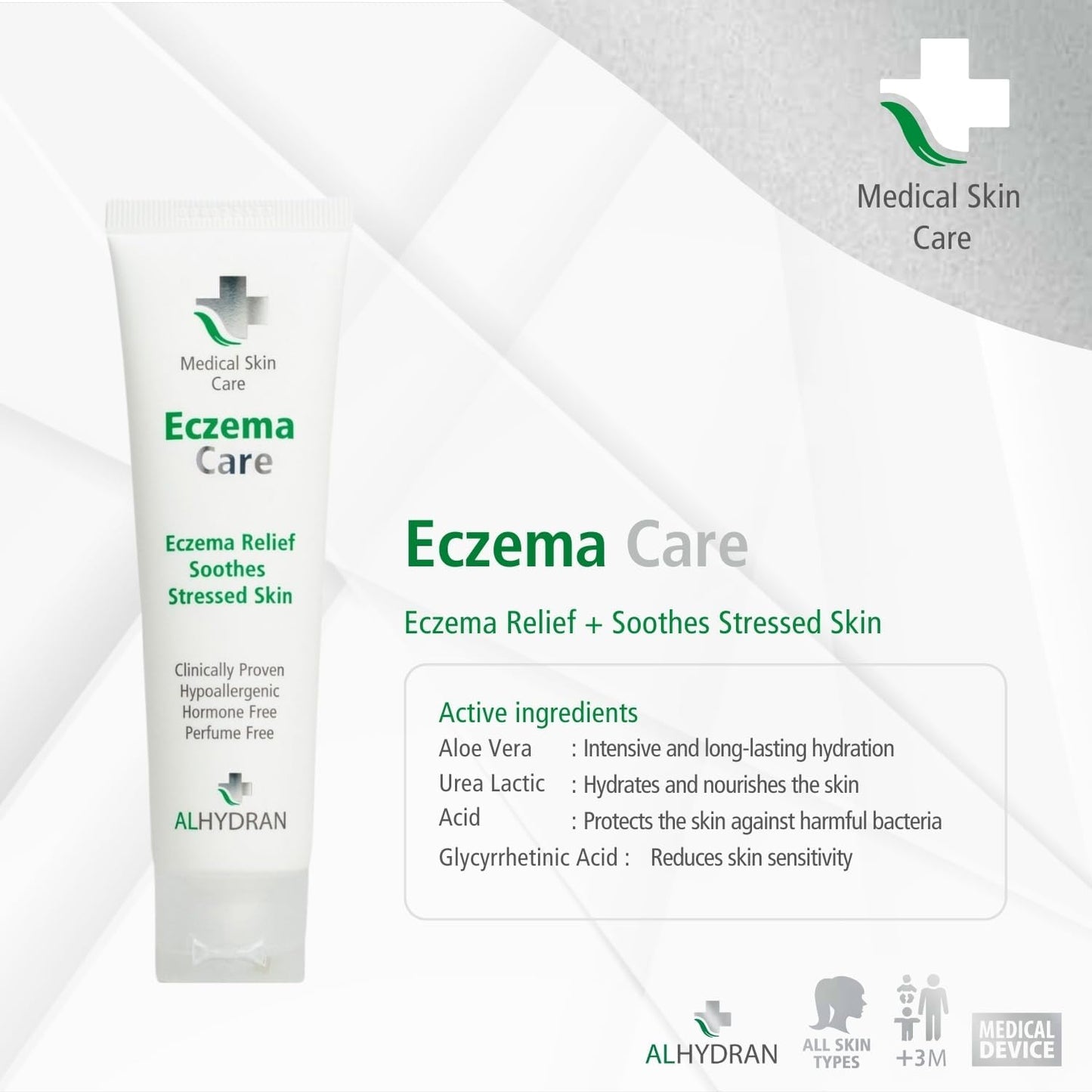 Eczema Care Cream with Pure Aloe Vera Gel | Prevents Eczema Flare-ups | Hypoallergenic & Clinically Proven | 59ml