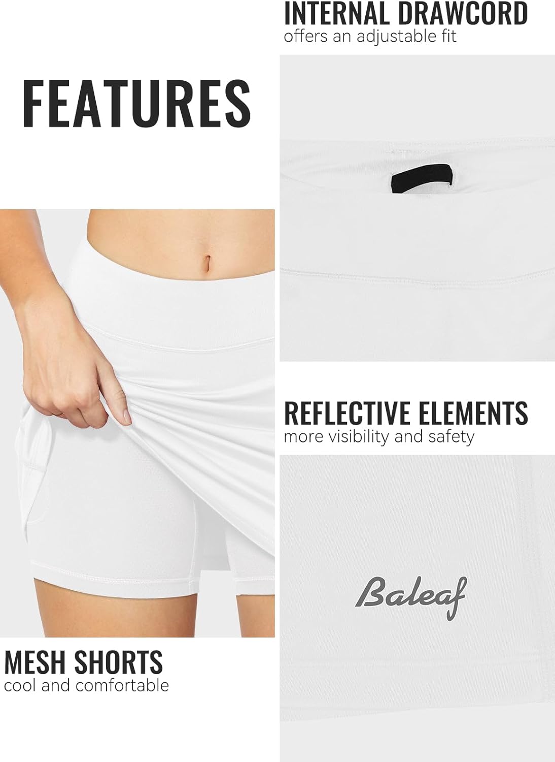 baleaf Damen Tennis Golf Röcke Skorts mit Shorts Laufsport Stretch Athletic mit Innentaschen
