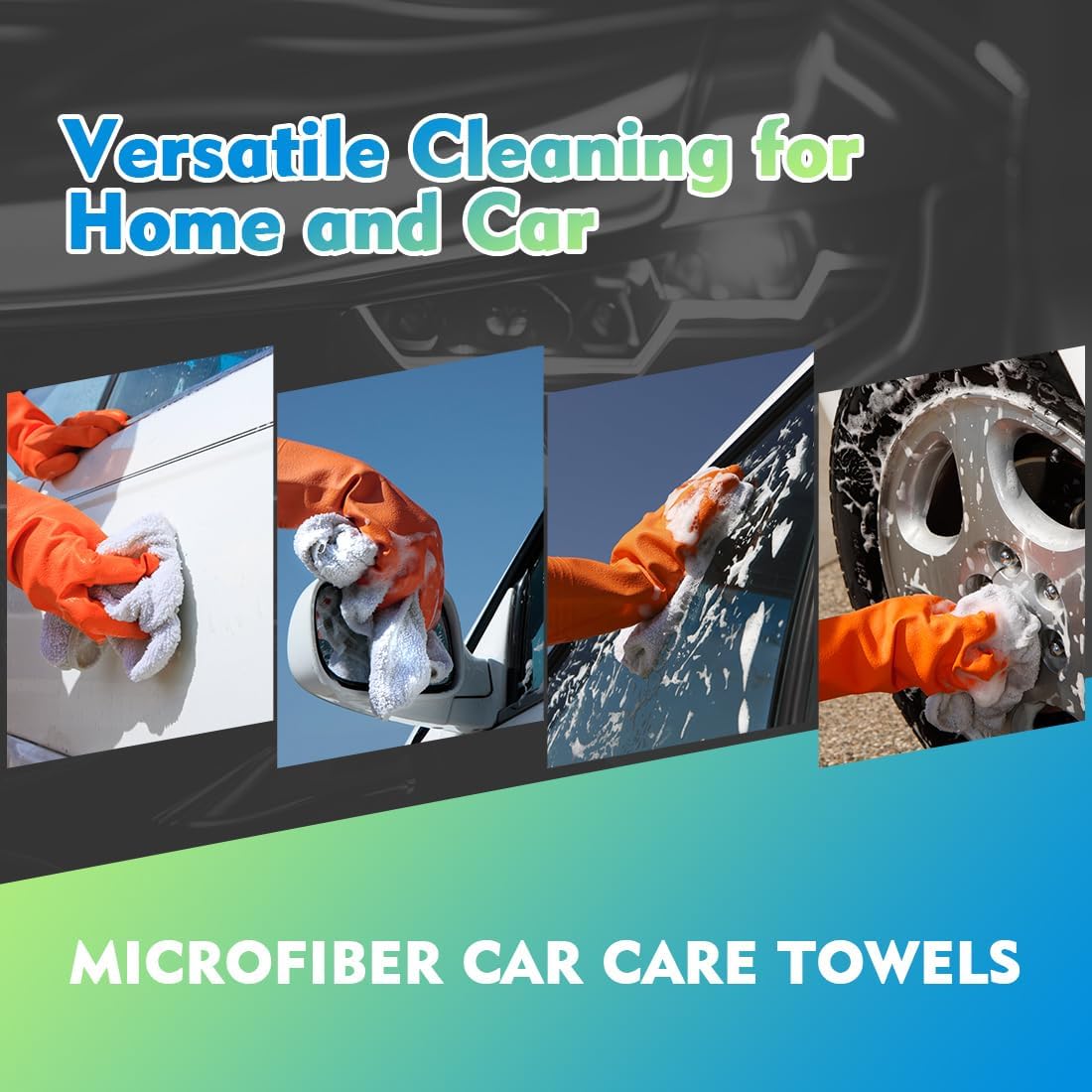 HOMEXCEL Mikrofasertuch 12er-Pack, 31,75 x 31,75 cm Mikrofasertücher für Autos, ultra-saugfähiges Autowaschtuch, fusselfreie, streifenfreie Reinigungstücher für Auto, Küche und Fenster (Grau)