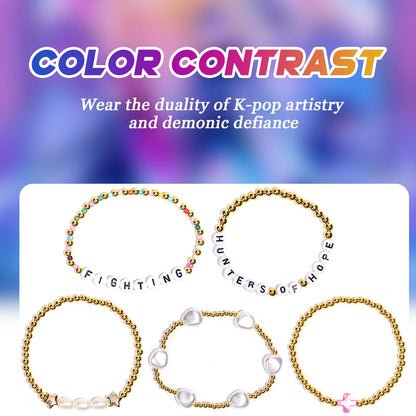 AICase 18K Gold Plated Clover Bracelet Dupes Gold/White/Black Bracelet Set for Women Flower Leaf Lucky Clover Bracelets Trendy Jewelry Birthday Gifts for Women/MoM/Friends