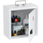 Uniclife Wall Mount Medicine Cabinet with Combination & Key Lock Locking First Aid Cabinet Lockable Medical Cabinet Large Capacity Medicine Organizer Secure Steel Wall Cabinet Metal Storage Box, White