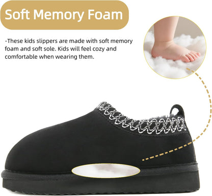 SMajong Kinder Hausschuhe Plüsch Warm Mädchen Flauschige Hausschuhe Jungen Plateau Pantoffeln Slip-on Schuhe Winter Innen Außen