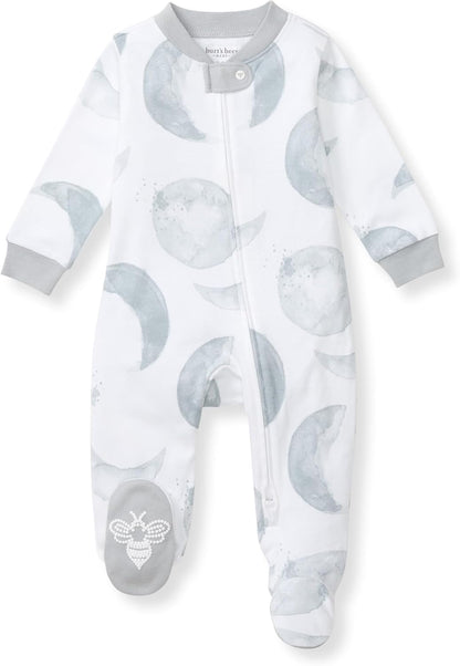 Burt's Bees Baby Boys Sleep and Play Pajamas, 100% Organic Cotton, One-piece PJs, Diagonal Zip Up Loose Fit Footie