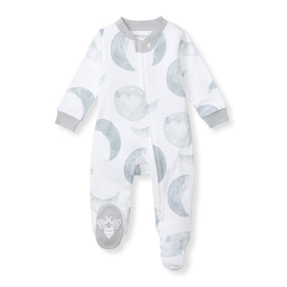 Burt's Bees Baby Boys Sleep and Play Pajamas, 100% Organic Cotton, One-piece PJs, Diagonal Zip Up Loose Fit Footie