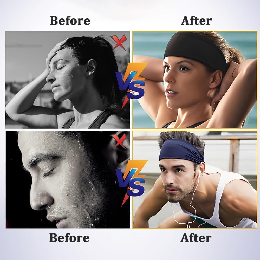 Sports Headbands for Women (5 Pack), Moisture Wicking Workout Headband for Running, Cross Training, Yoga and Bike