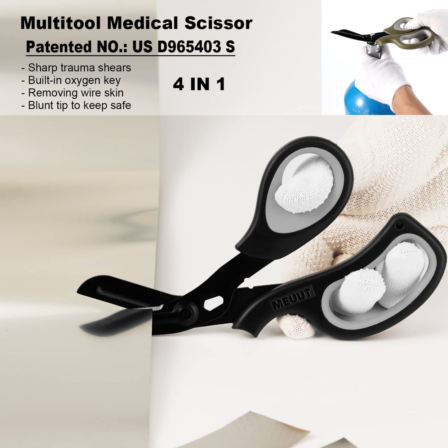 MEUUT 2 Pack Medical Scissors Trauma Shears for Left and Right Hand -Patented Bandage Scissors All Purpose with Non-Stick Blades, Surgical Grade Shears Stainless Steel EMT Scissors for Nurses EMT