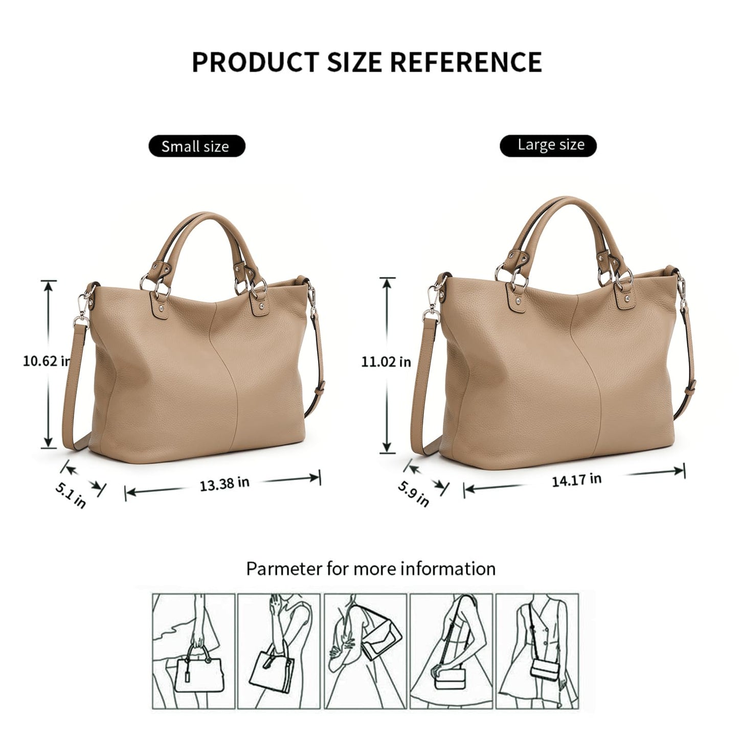 Kattee Damen Weiche Echtleder Tragetasche Schultertasche Handtasche