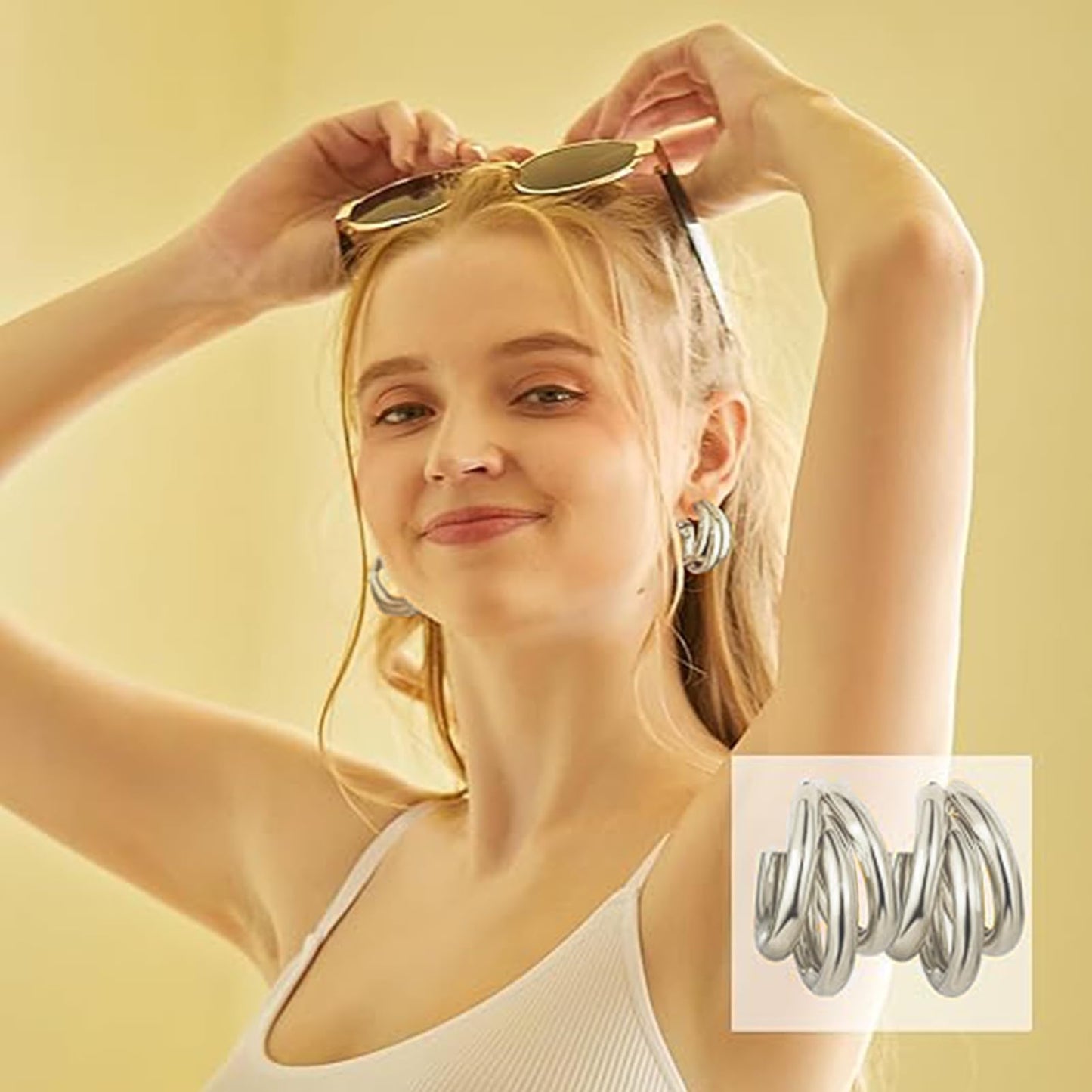 42 Paar goldene Creolen für Damen, Modisches klobiges Perlenohrring-Multipack, gedrehter Statement-Ohrring-Pack, hypoallergene kleine große Creolen für Geburtstagsfeiern (Gold-42 Paare)