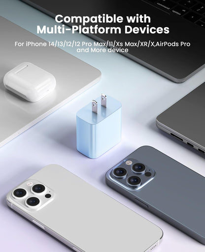 iPhone Ladegerät Schnelllade-2er-Pack Typ C Wandladegerät mit 2er-Pack [1,8 m & 3 m] langem USB C auf Lightning Kabel für iPhone 14/13/12/12 Pro Max/11/Xs Max/XR/X, AirPods Pro