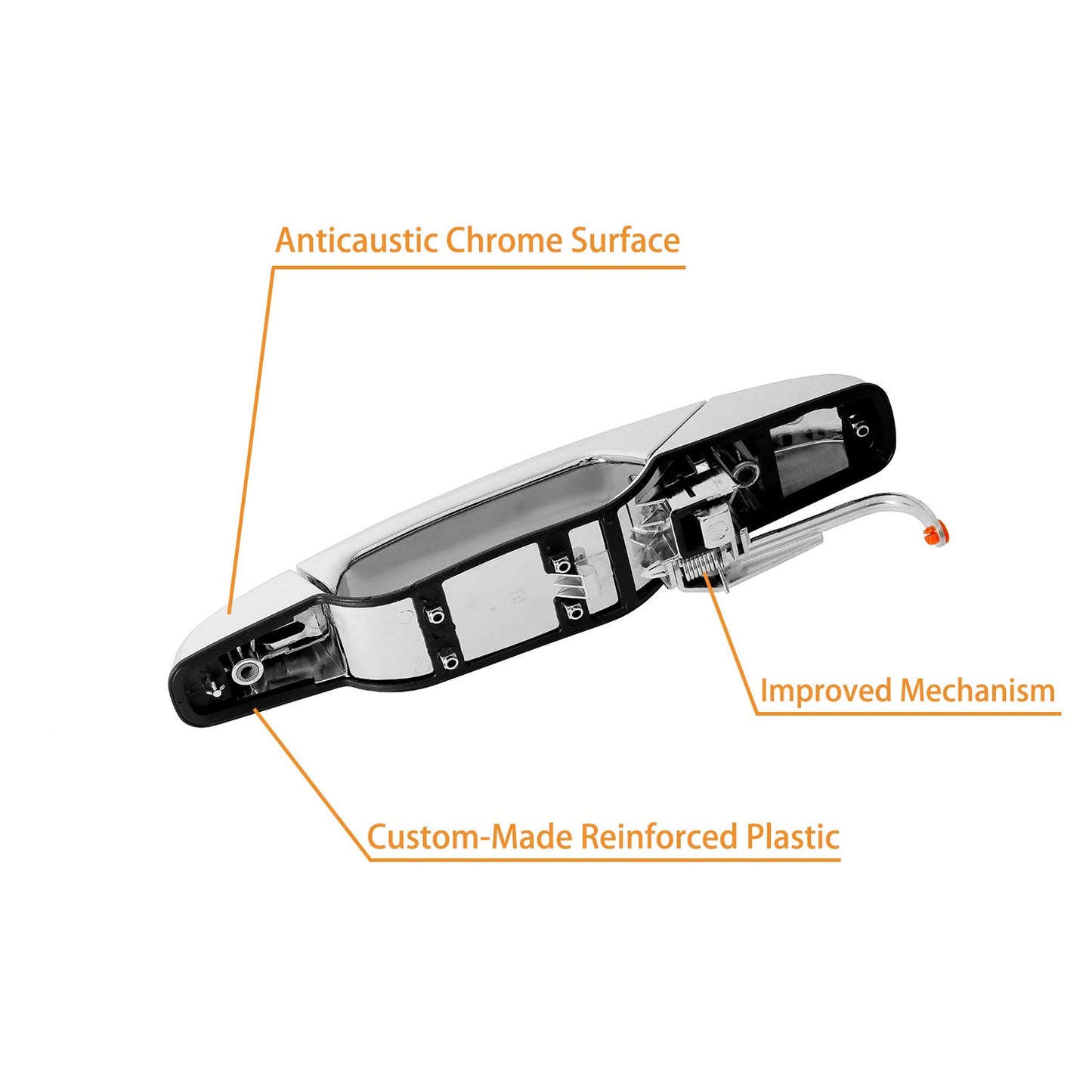 Außenliegender Chrom-Türgriff vorne links Fahrerseite | Ersatz für 2007-2013 Chevy Silverado Suburban Tahoe Avalanche GMC Sierra Yukon Cadillac Escalade | Ersetzt# 20828258, 22738721, 25960525