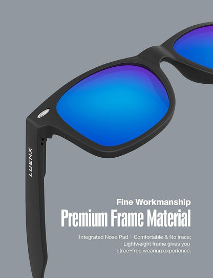 LUENX Polarisierte Sonnenbrillen für Herren und Damen, quadratische Fassung – UV-400-Schutz, 54 mm