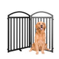 SNUOWU 4 Panels Full Matel Freestanding Dog Gates with Door, 96"Extra Wide 36"Tall Free Standing Dog Pet Gate for Indoor & Outdoor. Foldable Pet Fences for Doorways, House, Stairs, Porch, Deck, Yard
