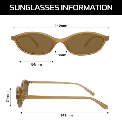 GUVIVI Retro Ovale Sonnenbrille für Damen Chic Cat Eye 90er Jahre Sonnenbrille Leichte Schmale Sonnenbrille Trendiger UV-Schutz Sonnenbrille