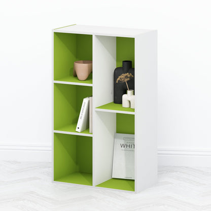 Furinno TOMI TV Stand, 5-Cube Entertainment Center with Open Shelf, Reversible TV Console, for Living Room, Bedroom, Home Office, Green