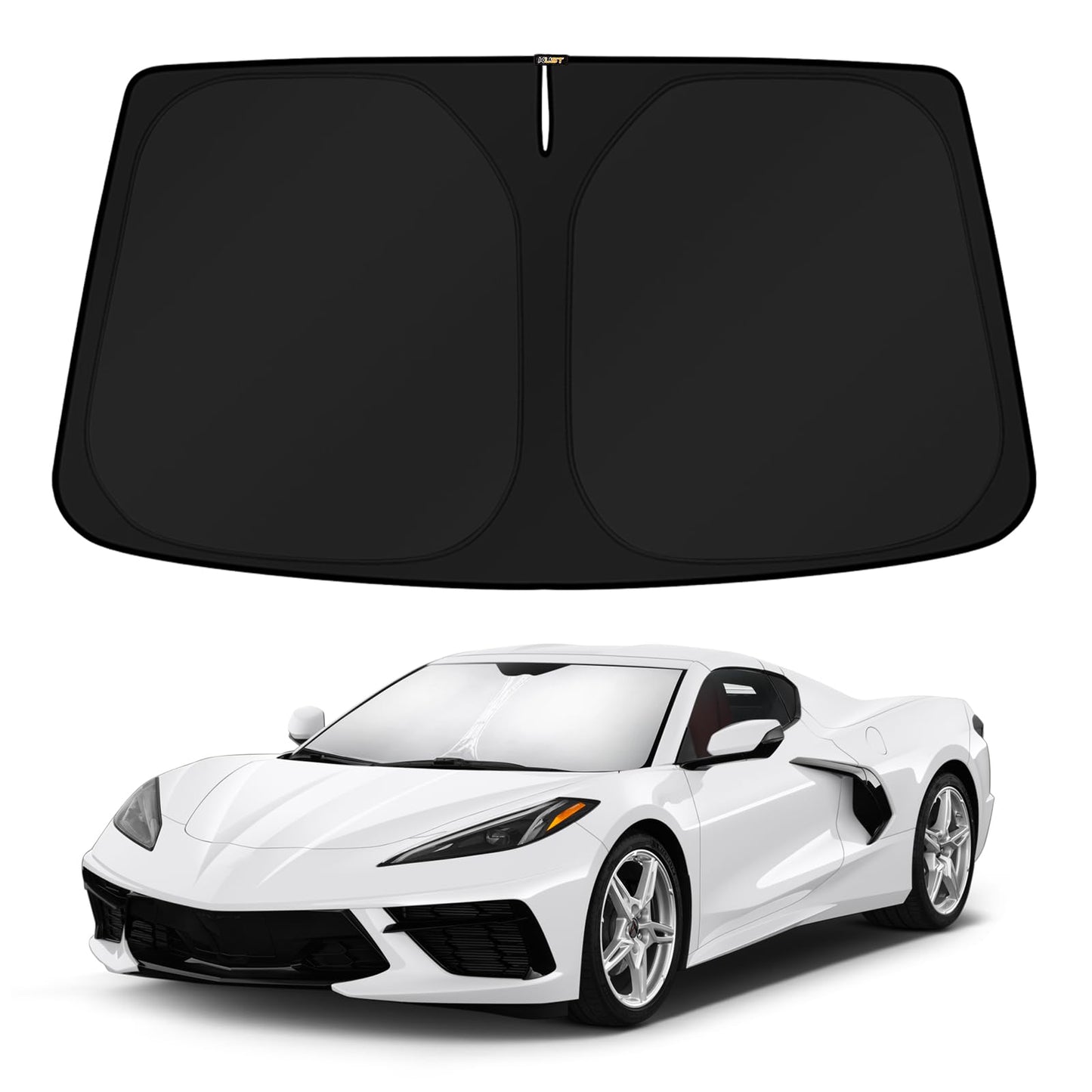 KUST Windshield Sun Shade for 2017-2026 Tesla Model Y/Model 3 Sunshade Accessories (Fit 2025-2026 Model Y Juniper / 2024 Model 3 Highland) Upgraded Foldable Sunshade, Blocks UV Rays Keep Car Cool