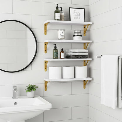 Fixwal Floating Shelves for Wall, Wood Wall Mounted Shelves for Bedroom, Bathroom, Living Room, Kitchen Storage and Decor(Brown, Set of 4, 16.5 Inch)