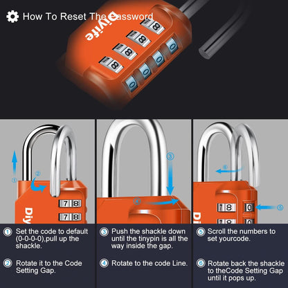 Combination Padlock, Diyife 4 Digit Locker Lock Weatherproof Lock Outdoor Combination Lock for School Gym Locker,Toolbox, Fence, Hasp, Cabinet(Black)