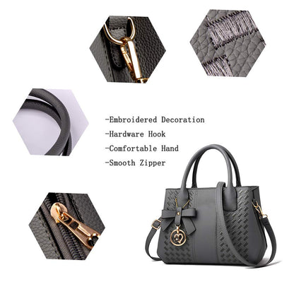 Jeniulet Geldbörsen und Handtaschen für Damen Mode Damen PU-Leder Top-Griff Satchel Schulter Tragetaschen Dunkelgrau 10.2" x 3.9" x 7.9"