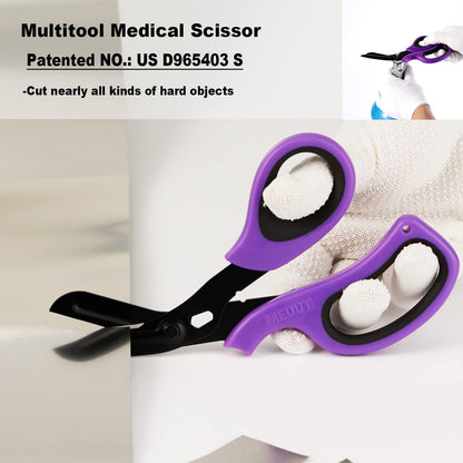 MEUUT 2 Pack Medical Scissors Trauma Shears for Left and Right Hand -Patented Bandage Scissors All Purpose with Non-Stick Blades, Surgical Grade Shears Stainless Steel EMT Scissors for Nurses EMT