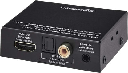 Amazon Basics 4K HDMI to HDMI and Audio Extractor Converter with SPDIF, Stereo Audio Output, Toslink Optical Audio for Apple TV, Fire TV, Fire Stick, Blu-Ray Players, Black