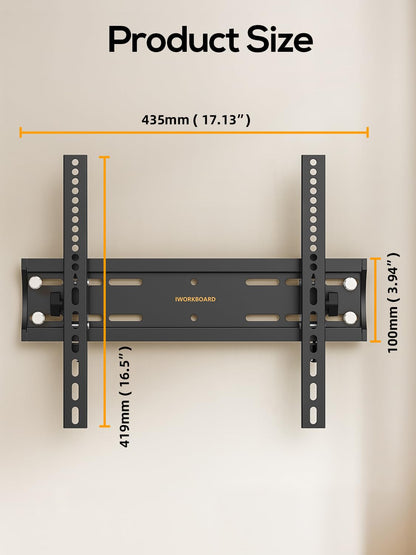 IWORKBOARD 55 65 75 85 inch Tilting TV Wall Mount for 32-90 '' TVs, Low Profile TV Mount Bracket, Safe Lock & Quick Release, Max VESA 600x400mm, 24 inch Studs,132 lbs, Fit Most 55+ 75+ 85+ 86 TVs