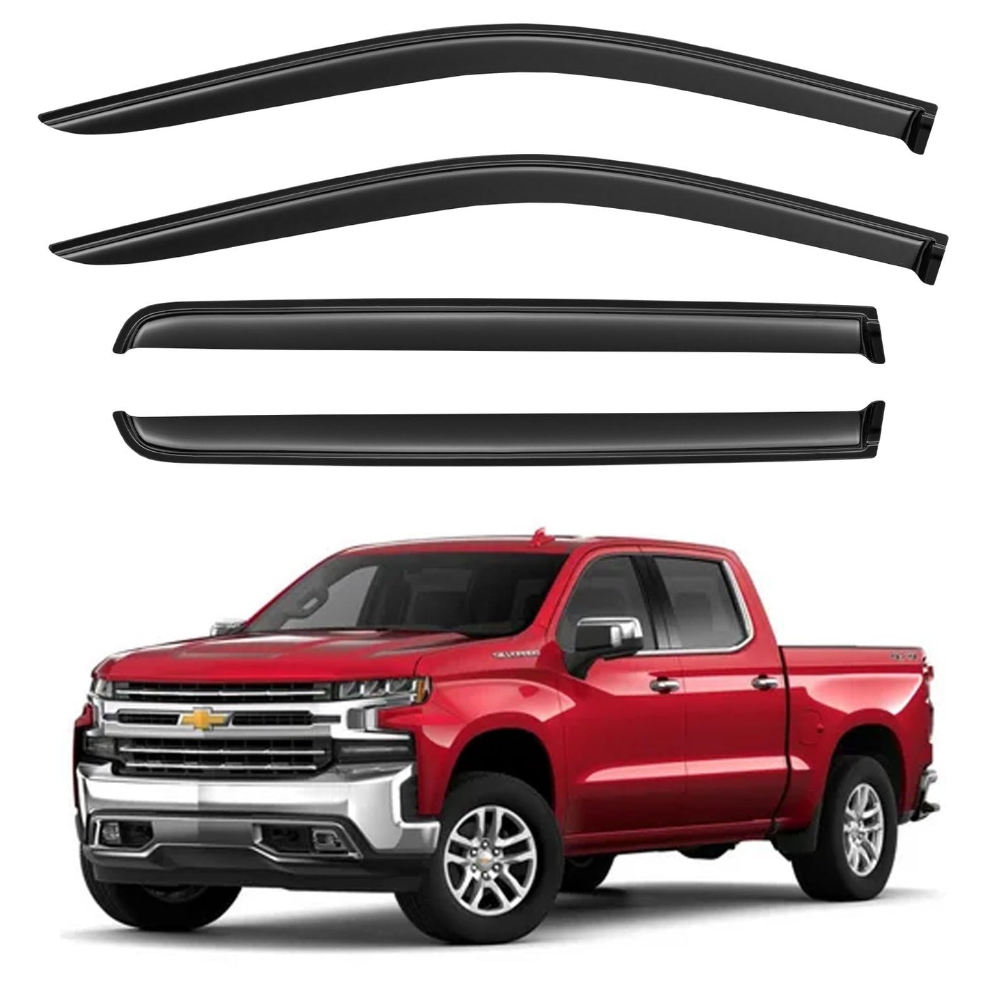 Window Visors Rain Guards for 2015-2026 Ford F150 SuperCrew & 2017-2026 F-150 Raptor F250 F350 F450 F550 Super Duty Crew Cab, Out-Channel Window Vent Deflectors Visors Shades Protectors