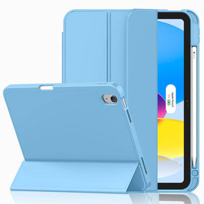 iMieet Case for iPad (A16)/iPad 10th Generation [11-Inch 2025/10.9 Inch 2022], Trifold Stand Smart Cover with Pencil Holder and Soft TPU Back, Supports Touch ID(Black)