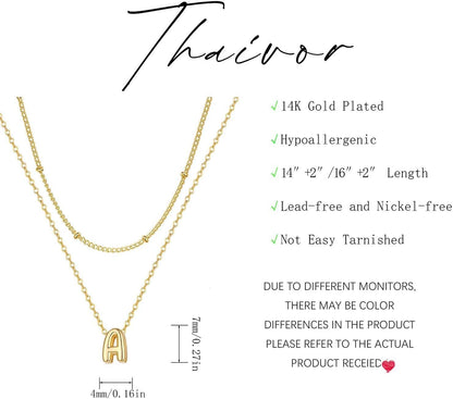 Thaivor Osterkorb-Füller – Initialen-Halsketten für Frauen, 14K vergoldete Bubble Letter Halskette, geschichtete zierliche süße Choker-Anhänger, Stapel-Schmuck, Mode-Accessoires, Teenager-Trendgeschenk