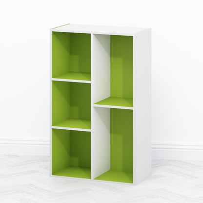 Furinno TOMI TV Stand, 5-Cube Entertainment Center with Open Shelf, Reversible TV Console, for Living Room, Bedroom, Home Office, Green