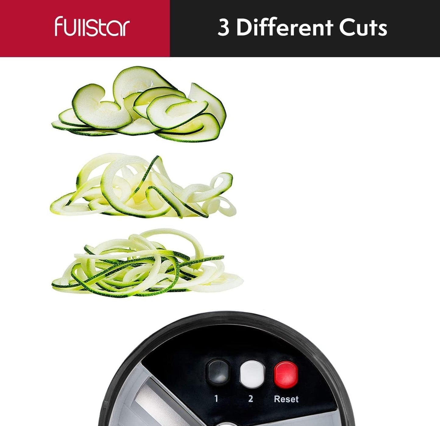 Fullstar Gemüsehacker und Mandolinenschneider - Julienne-Schneider, Würfelschneider, Reibe für Lebensmittel, Gemüse, Zwiebeln, Gurken, Tomaten, Salat, Kartoffeln, Käse - Küchenutensilien & Gadgets (Kompakt 6-in-1, Weiß)