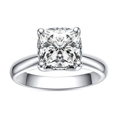 AnuClub Cushion/Emerald/Pear Moissanite Engagement Ring, D Color 925 Sterling Silver, Eternity Wedding Promise Anniversary Band Rings for Women