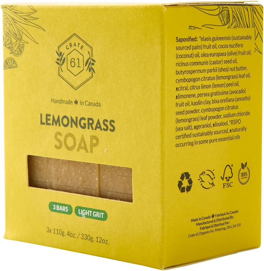 CRATE 61 ORGANICS Vegane Naturseife, handgemachte Seife mit hochwertigen ätherischen Ölen, kaltgepresst für Gesicht und Körper für Männer und Frauen, 3er-Pack (4 oz, Riegel) (Eucamint)