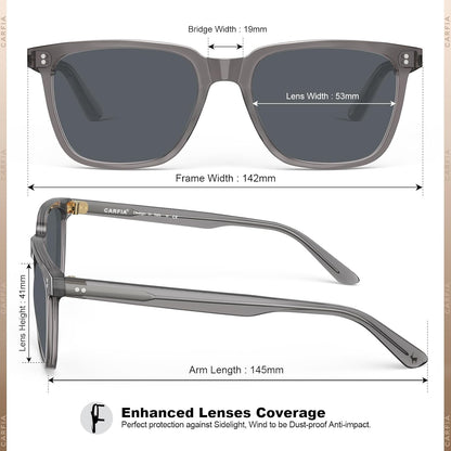 CARFIA Square Polarized Sunglasses for Men