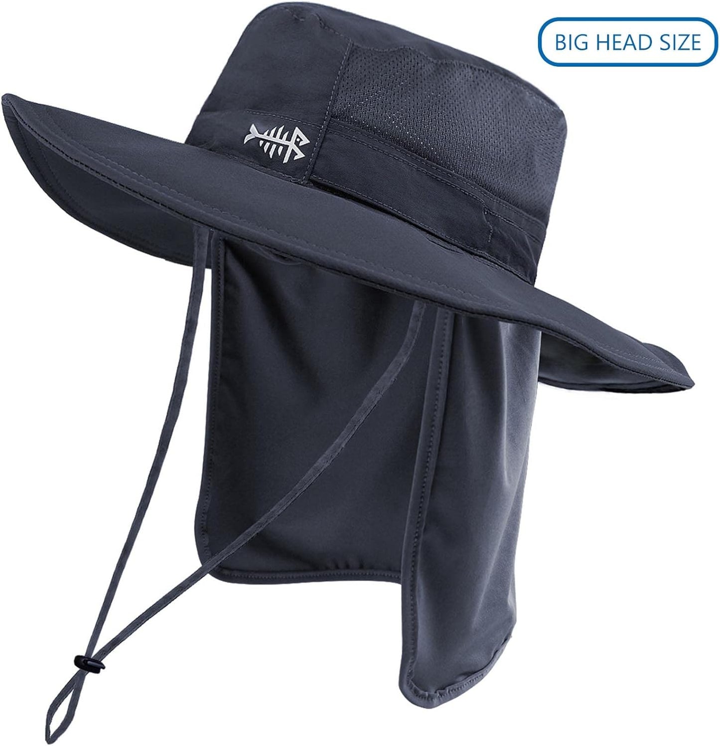 Bassdash UPF 50+ Sonnenhut zum Angeln, wasserabweisend, mit abnehmbarem Nackenschutz, große Größe