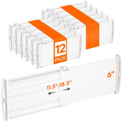 Lifewit 8" Tall 4 Pack Drawer Dividers, 13.8"-22.2" Adjustable Deep Drawer Organizer Clothes, Expandable White Plastic Separators for Dresser, Kitchen, Cabinet, Closet, Office Organization & Storage