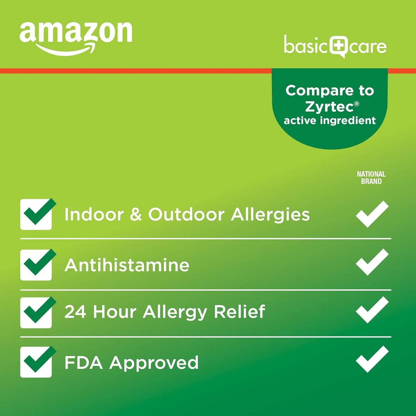 Amazon Basic Care All Day Allergy,Cetirizine Hydrochloride Tablets,10 mg,24-Hour Relief for Sneezing,Runny Nose,Itchy Eyes&Throat,Indoor&Outdoor Allergy Relief,30 Count (Packaging may vary)(Pack of 2)
