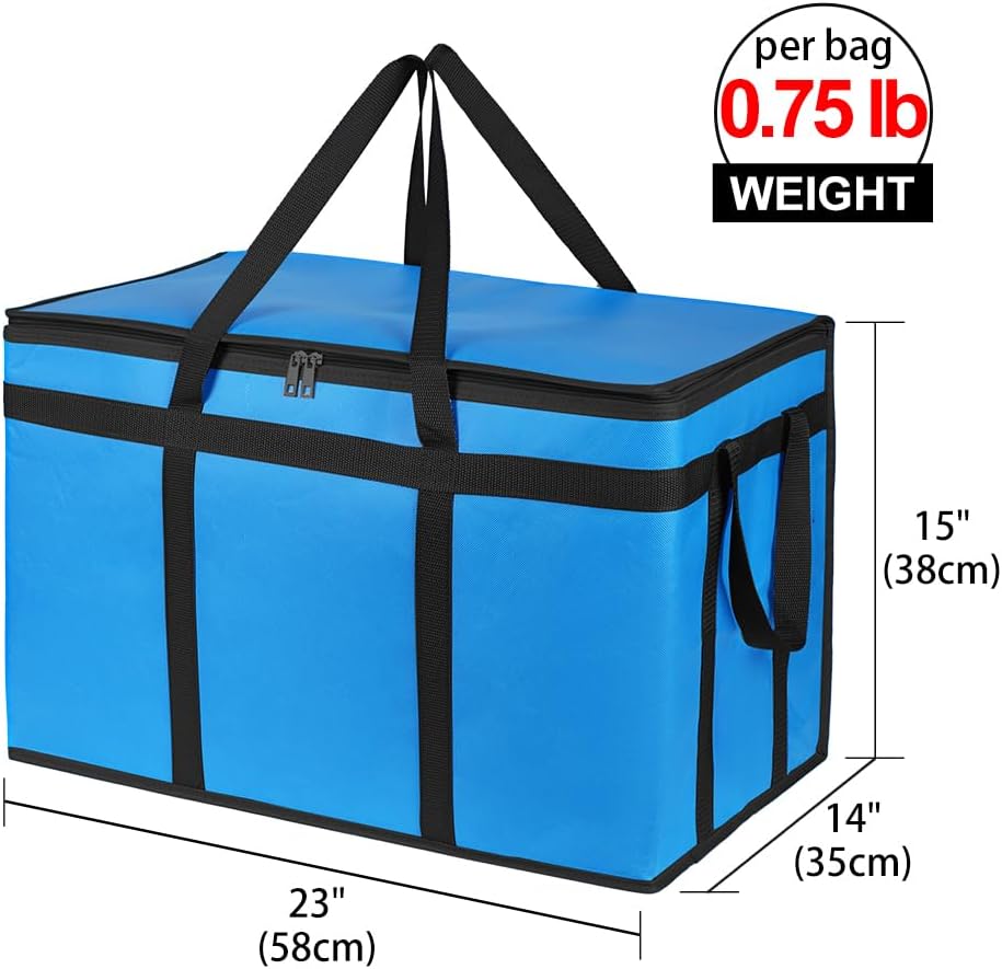 Bodaon Isolierte Essensliefertasche - Warm- & Kalthaltetransporttasche, Catering/Doordash Pizzawärmer, Einkaufstasche, Kühltasche für Partys (Schwarz-Rot, 1 St.), Ideal für den Transport warmer Speisen