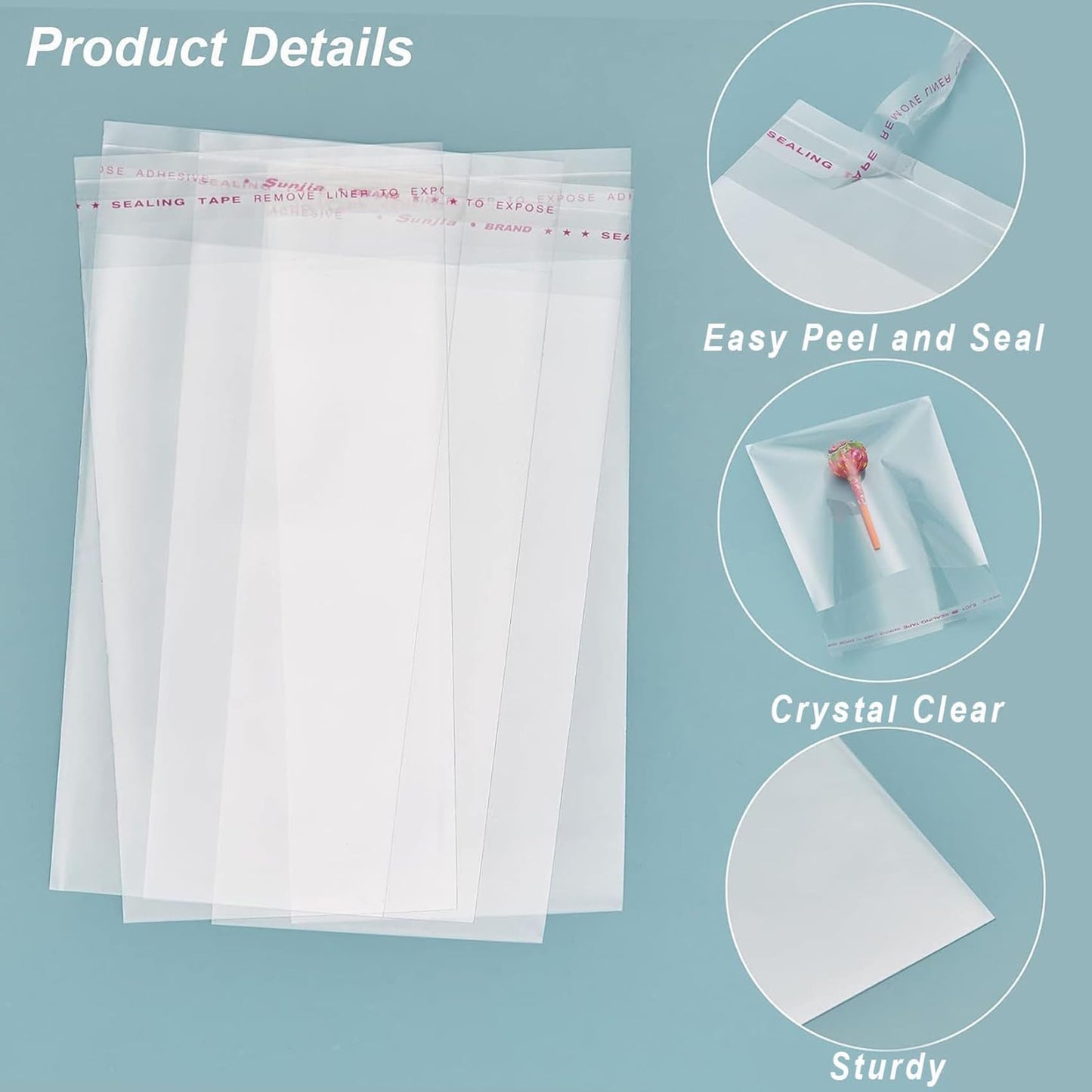 Selbstklebende Zellophanbeutel, 5x7 Zoll Keksbeutel, durchsichtige, wiederverschließbare Zellophanbeutel selbstklebend zum Verpacken von Geschenken, Produkten, 100 Stück